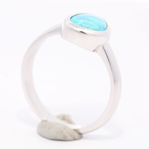 White Gold Blue Green Yellow Solid Australian Boulder Opal Engagement Ring