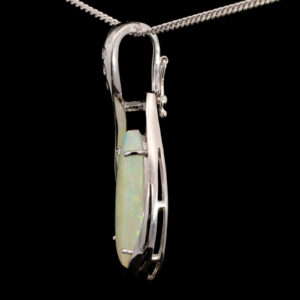 White Gold Green Blue Yellow Orange Solid Australian Crystal Opal and Diamond Necklace Pendant