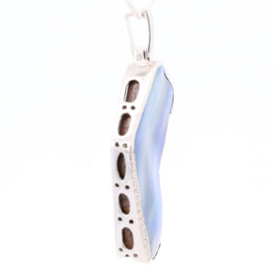 White Gold Blue Green Purple Solid Australian Boulder Opal and Diamond Necklace Pendant