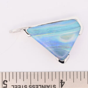 White Gold Blue Green Purple Solid Australian Boulder Opal Necklace Pendant