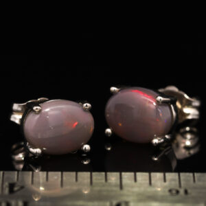 Sterling Silver Yellow Orange Purple Red Solid Australian Semi Black Opal Earrings