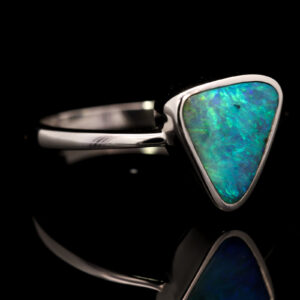 Sterling Silver Blue Green Aqua Australian Solid Boulder Opal Ring
