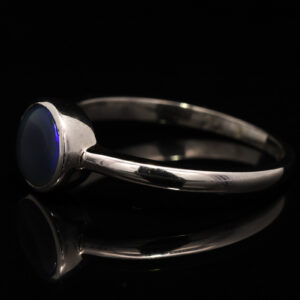 Sterling Silver Blue Green Purple Australian Solid Black Opal Ring