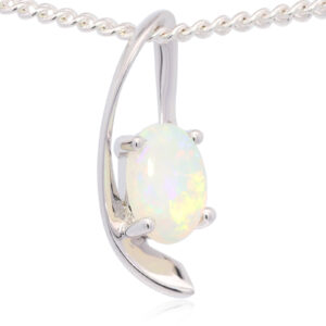 White Gold Blue Pink Green Crystal Opal Australian Solid Crystal Opal and Pendant Heart Necklace