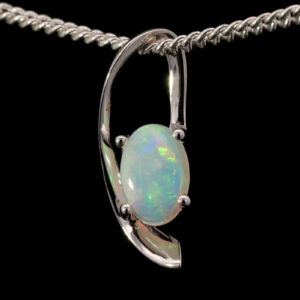 White Gold Blue Pink Green Crystal Opal Australian Solid Crystal Opal and Pendant Necklace