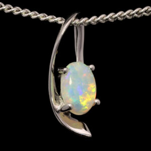 White Gold Blue Pink Green Crystal Opal Australian Solid Crystal Opal and Pendant Necklace