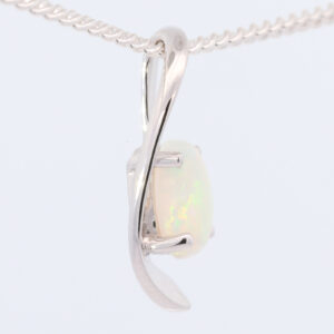 White Gold Blue Pink Green Crystal Opal Australian Solid Crystal Opal and Pendant Necklace