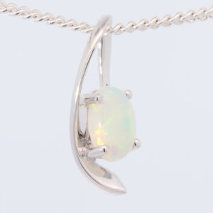 White Gold Blue Pink Green Crystal Opal Australian Solid Crystal Opal and Pendant Necklace