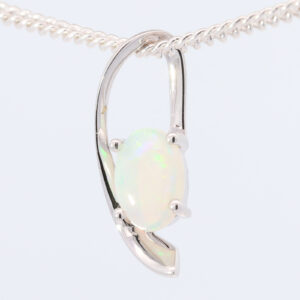 White Gold Blue Pink Green Crystal Opal Australian Solid Crystal Opal and Pendant Necklace