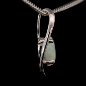 White Gold Blue Pink Green Crystal Opal Australian Solid Crystal Opal and Pendant Necklace