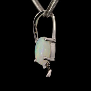 White Gold Blue Pink Green Crystal Opal Australian Solid Crystal Opal and Pendant Necklace