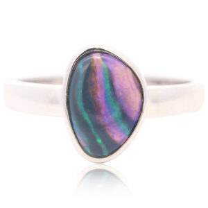 Sterling Silver Blue Purple Green Black Opal Ring
