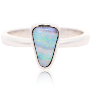 Sterling Silver Blue Green Yellow Orange Pink Australian Solid Boulder Opal Ring