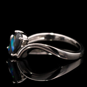 White Gold Blue Green Yellow Orange Red Australian Solid Black Opal Ring