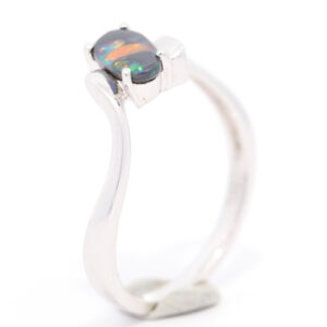 White Gold Blue Green Yellow Orange Red Australian Solid Black Opal Ring