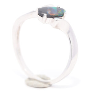 White Gold Blue Green Yellow Orange Red Australian Solid Black Opal Ring