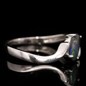 White Gold Blue Green Yellow Orange Red Australian Solid Black Opal Ring