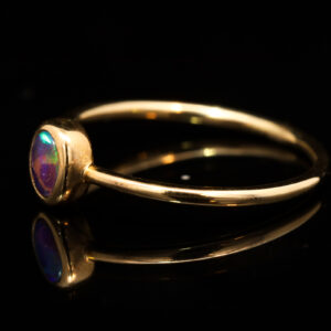 Yellow Gold Blue Green Purple Australian Solid Boulder Opal Ring