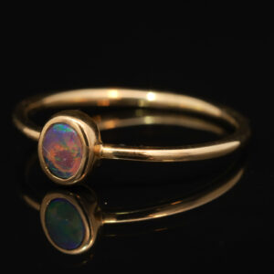 Yellow Gold Blue Green Purple Australian Solid Boulder Opal Ring