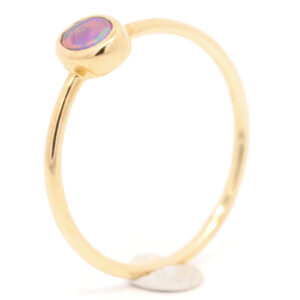 Yellow Gold Blue Green Purple Australian Solid Boulder Opal Ring