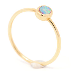 Yellow Gold Blue Green Purple Australian Solid Boulder Opal Ring