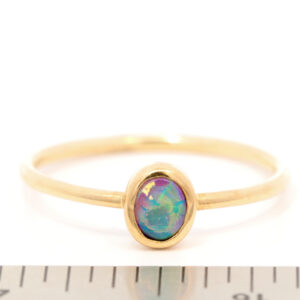 Yellow Gold Blue Green Purple Australian Solid Boulder Opal Ring