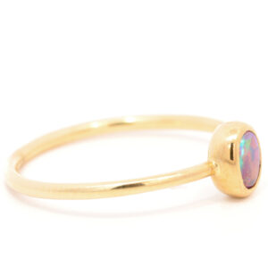 Yellow Gold Blue Green Purple Australian Solid Boulder Opal Ring