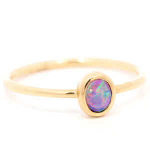 Yellow Gold Blue Green Purple Australian Solid Boulder Opal Ring