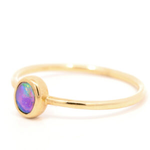 Yellow Gold Blue Green Purple Australian Solid Boulder Opal Ring