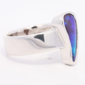 Sterling Silver Blue Green Purple Solid Australian Boulder Opal Ring