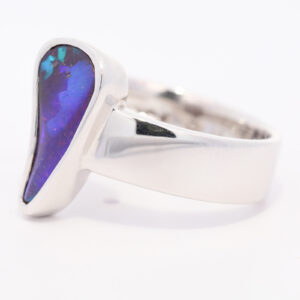 Sterling Silver Blue Green Purple Solid Australian Boulder Opal Ring