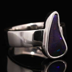 Sterling Silver Blue Green Purple Solid Australian Boulder Opal Ring