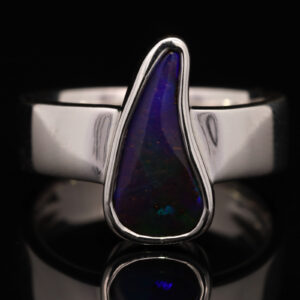 Sterling Silver Blue Green Purple Solid Australian Boulder Opal Ring