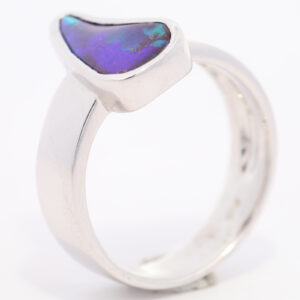 Sterling Silver Blue Green Purple Solid Australian Boulder Opal Ring