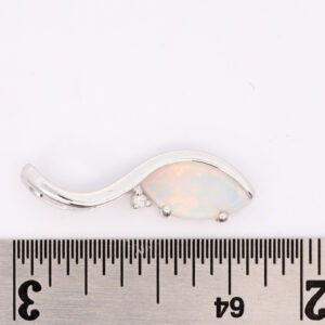 White Gold Blue Green Yellow Orange Pink Australian Solid Crystal Opal and Diamond Pendant