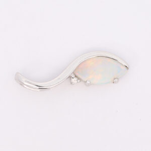 White Gold Blue Green Yellow Orange Pink Australian Solid Crystal Opal and Diamond Pendant