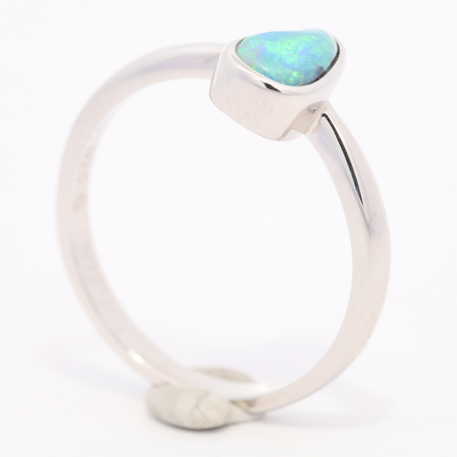 Sterling Silver Blue Green Solid Australian Black Opal Ring
