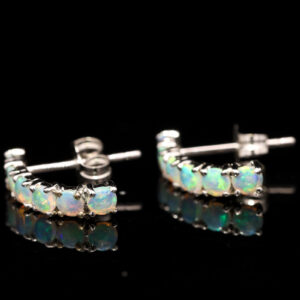 White Gold Blue Green Solid Australian Crystal Opal Earrings