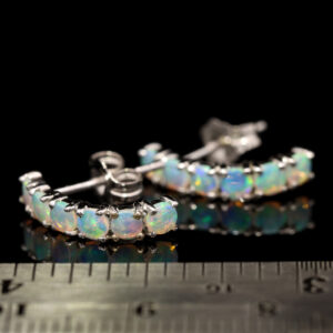 White Gold Blue Green Solid Australian Crystal Opal Earrings