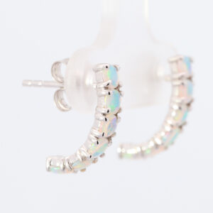 White Gold Blue Green Solid Australian Crystal Opal Earrings