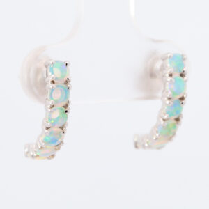 White Gold Blue Green Solid Australian Crystal Opal Earrings