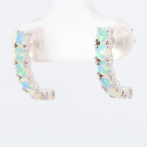 White Gold Blue Green Solid Australian Crystal Opal Earrings