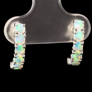 White Gold Blue Green Solid Australian Crystal Opal Earrings