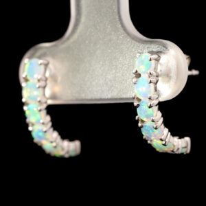 White Gold Blue Green Solid Australian Crystal Opal Earrings