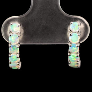 White Gold Blue Green Solid Australian Crystal Opal Earrings