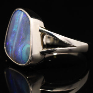 Sterling Silver Blue Purple Solid Australian Boulder Opal Ring