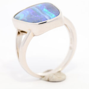 Sterling Silver Blue Purple Solid Australian Boulder Opal Ring