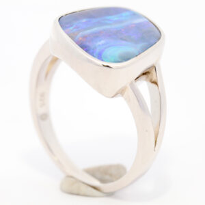 Sterling Silver Blue Purple Solid Australian Boulder Opal Ring