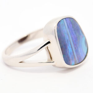 Sterling Silver Blue Purple Solid Australian Boulder Opal Ring