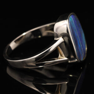 Sterling Silver Blue Purple Solid Australian Boulder Opal Ring